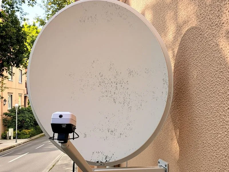 Antena parabólica instalada y orientada en una vivienda