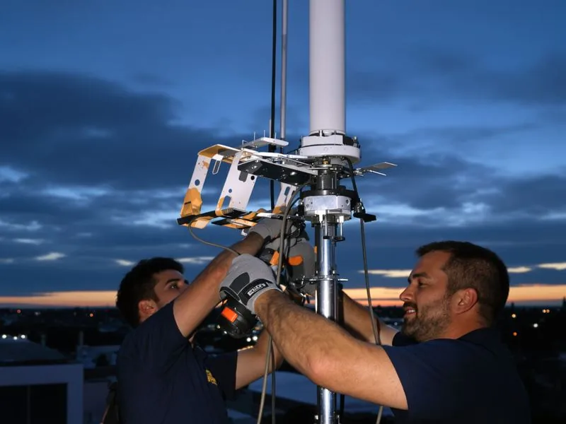 Instalación de una antena de TDT en un tejado