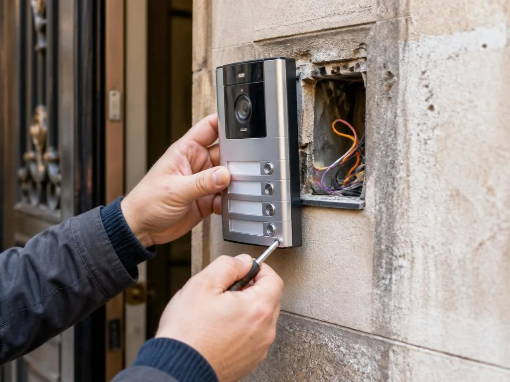 Videoportero instalado en el portal de un edificio